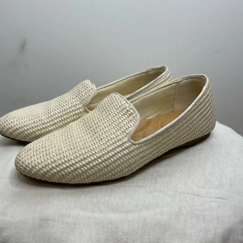 Birdies Starling Loafers Natural Beige White Size 7 Woven Slip On Woven Flat